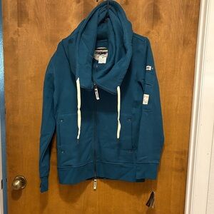 390. Thumb! Teal Full-Zip Hoodie Jacket with Funnel Collar